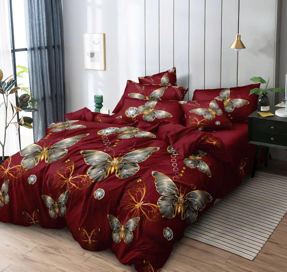 Lenjerie de Pat cu Elastic pentru 2 Persoane