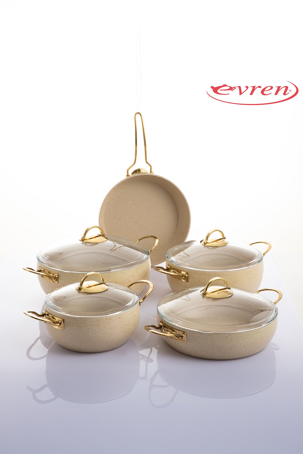 Set 9 piese oale bombate EVREN CREAM